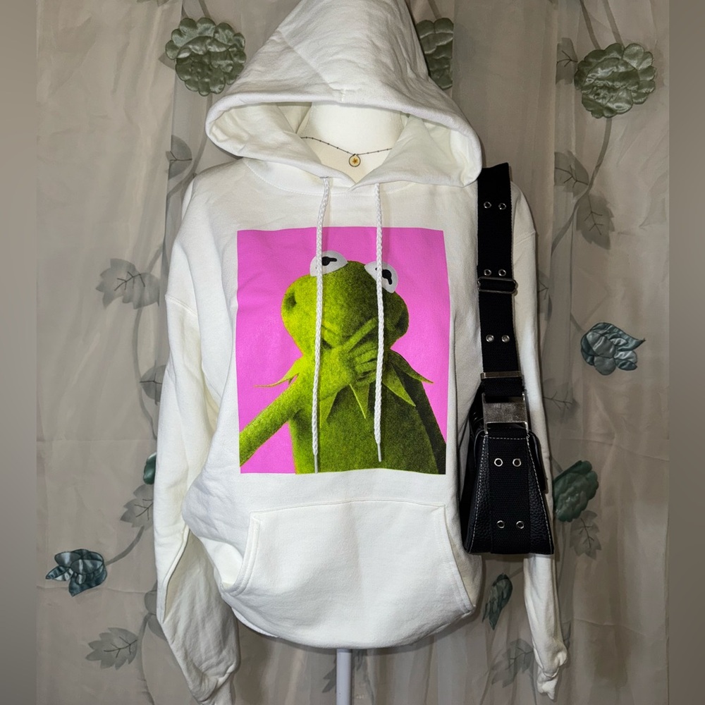 White Hoodie with Kermit Graphic